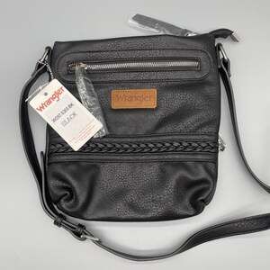 Wrangler Black Crossbody Bag Conceal Carry W Adjustable Strap Braided Detail